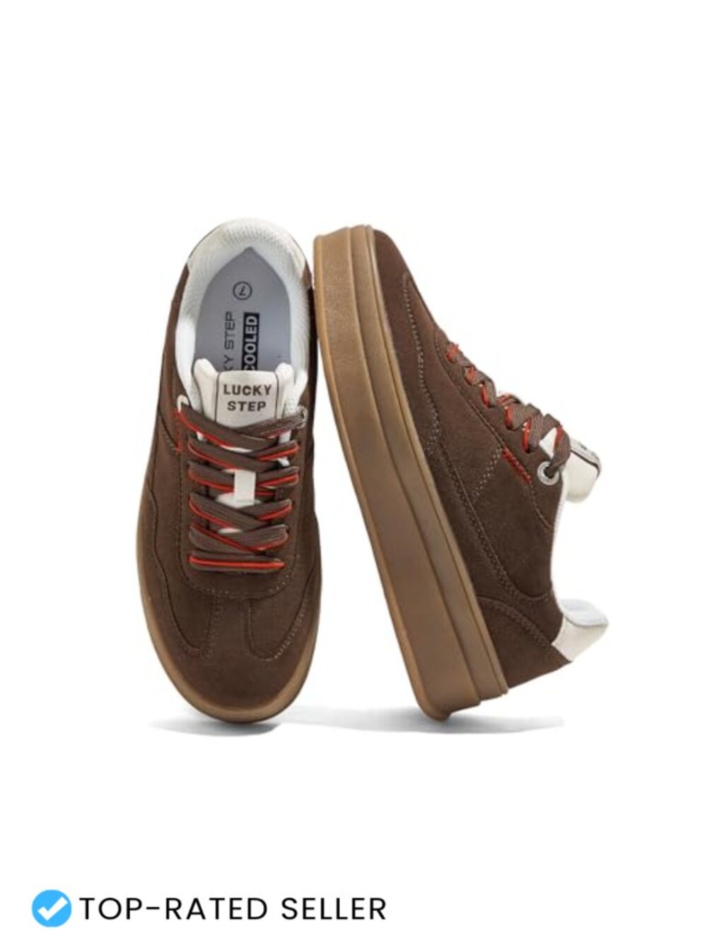 Platform Sneakers Suede Leather Lace Up Retro Chunky Sneakers